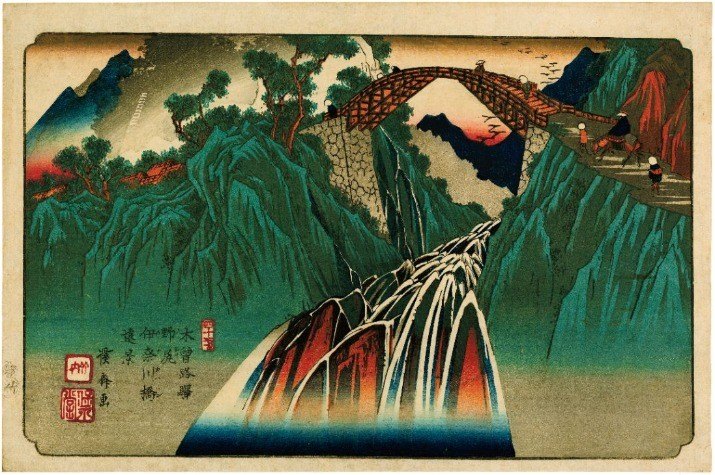 Voyage sur la route du Kisokaido. De Hiroshige  Kuniyoshi